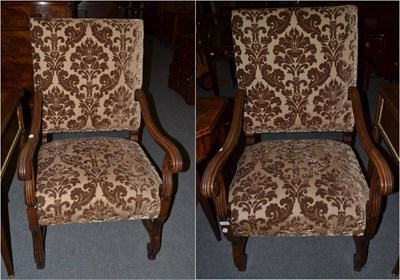 Lot 1213 - A pair of French walnut armchairs