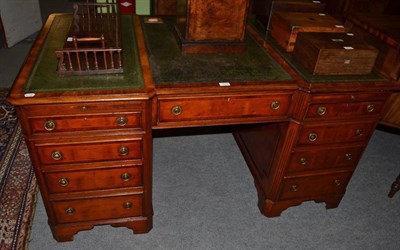 Lot 1216 - Yew wood partner's desk