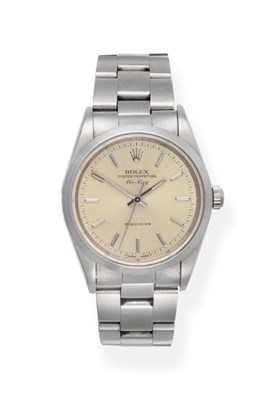 Lot 175 - A Stainless Steel Automatic Centre Seconds Wristwatch, signed Rolex, Oyster Perpetual...