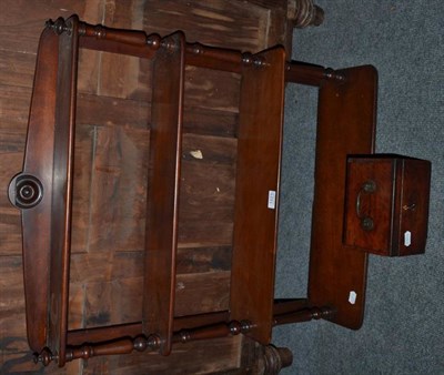 Lot 1221 - A set of mahogany shelves and a tea caddy