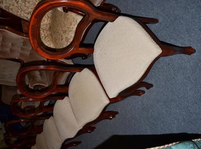 Lot 1230 - A set of six modern Victorian style balloon back dining chairs