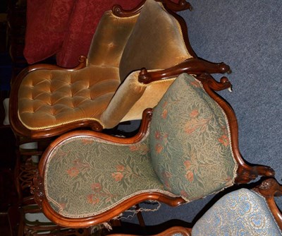 Lot 1240 - A Victorian button back chair and a nursing chair of similar date