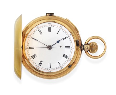 Lot 180 - An 18ct Gold Full Hunter Quarter Repeating Pocket Watch, 1884, lever movement, blued overcoil...