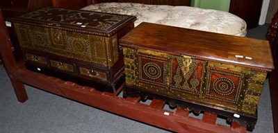 Lot 1274 - Two brass studded blanket boxes