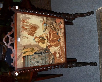 Lot 1294 - A 19th century firescreen with tapestry panel