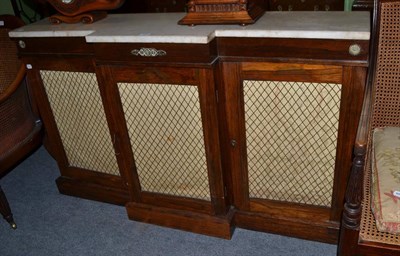 Lot 1298 - A Regency rosewood break front three door bookcase with marble top