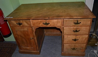 Lot 1306 - A Victorian elm kneehole desk