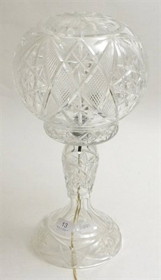 Lot 13 - A cut glass mushroom lamp, 42cm high