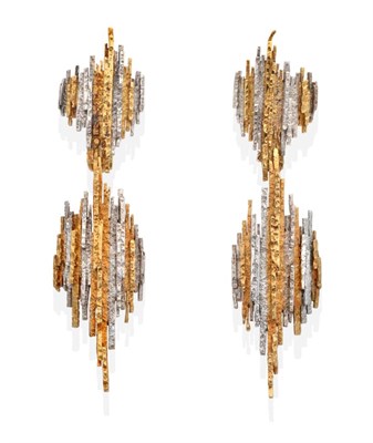 Lot 198 - A Pair of 1970s 18 Carat Two Coloured Gold Adaptable Drop Earrings, by Charles de Temple, as...