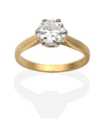 Lot 199 - An 18 Carat Gold Old Cut Solitaire Diamond Ring, in a claw setting, to knife edge shoulders,...