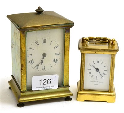 Lot 126 - A Matthew Norman carriage timepiece together with a brass cased timepiece (2)