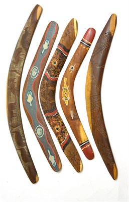 Lot 154 - A collection of five Australian Aborigine boomerangs