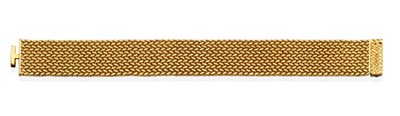 Lot 203 - An 18 Carat Gold Bracelet, of smooth mesh links, length 18cm, width 2cm see illustration