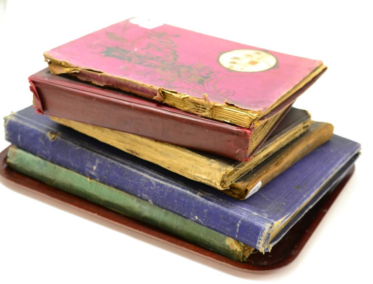 Lot 216 - Six Victorian scrap albums, containing a selection of diecut scraps, paper lace and other greetings