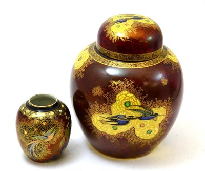 Lot 221 - A large Carlton ware ginger jar and cover together with a smaller example (cover lacking)