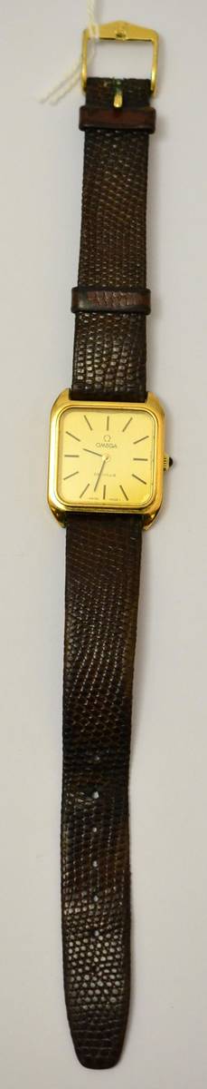 Lot 262 - A lady's plated wristwatch, signed Omega, De Ville