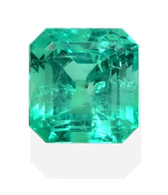 Lot 218 - A Loose Octagonal Cut Emerald, weighing 10.13 carat   The emerald is accompanied by an Emerald...