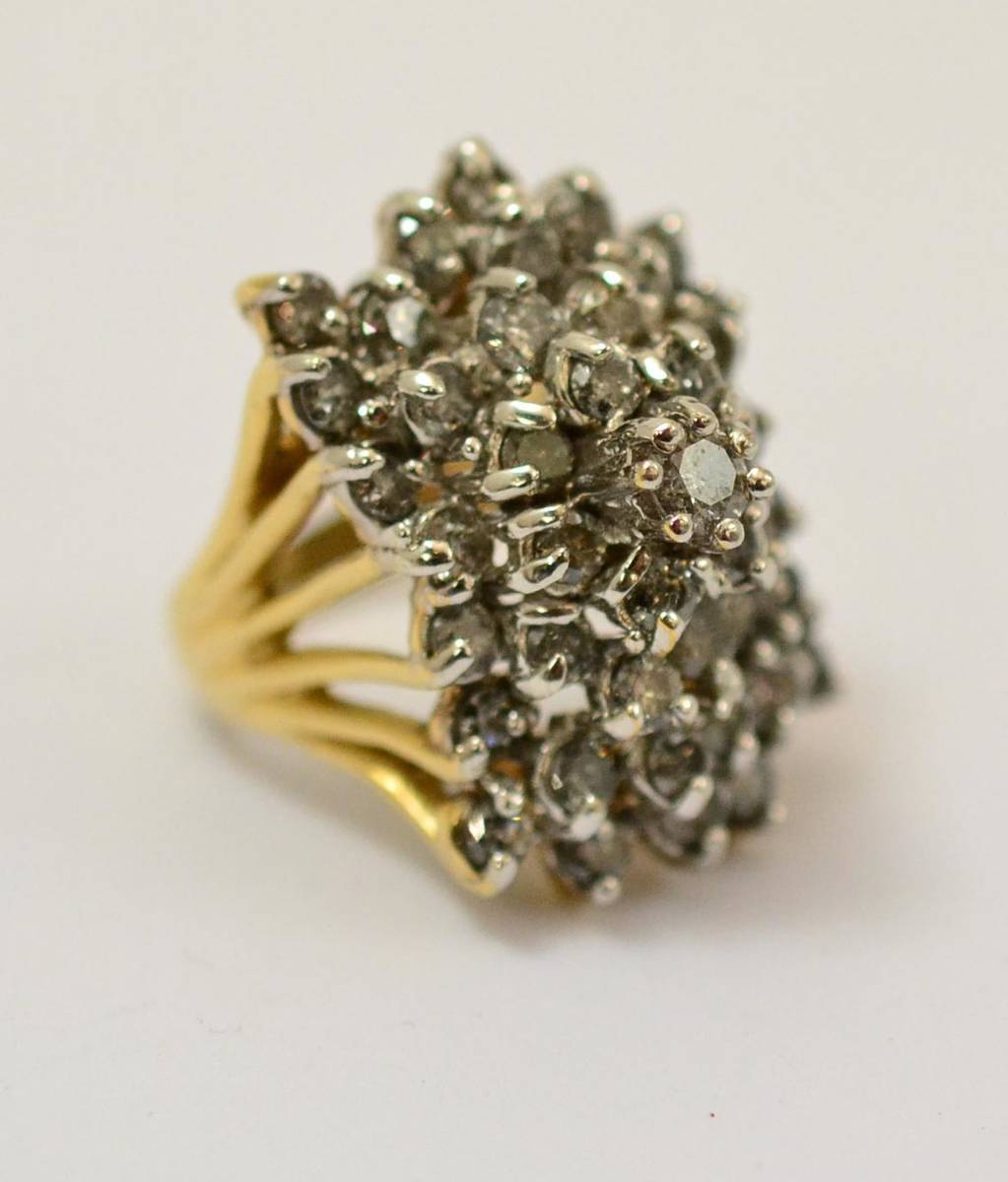 Lot 277 - A diamond cluster ring, the spray form set throughout with round brilliant cut diamonds, in...