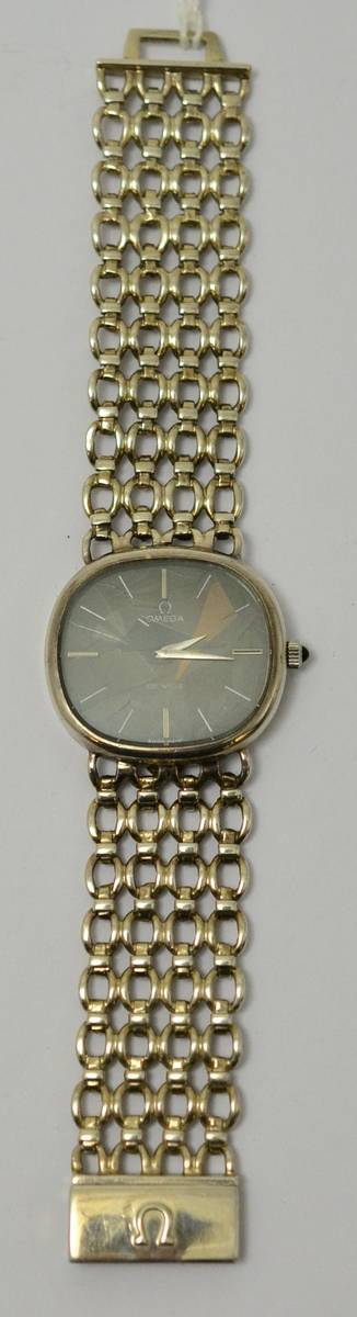 Lot 279 - A lady's silver wristwatch, signed Omega, De Ville