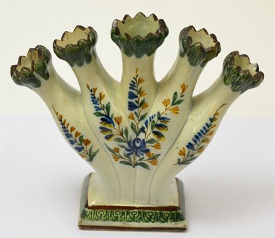 Lot 291 - An early 19th century painted Prattware five branch bud vase