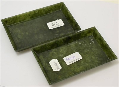 Lot 303 - A pair of spinach jade rectangular dishes