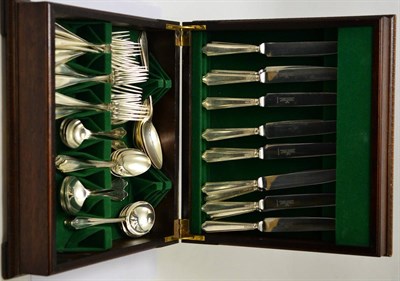 Lot 310 - Eight piece silver canteen of cutlery, Roberts &  Belk, Sheffield