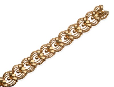 Lot 226 - A Fancy Link Bracelet, of beaded and rope motif links, length 19.5cm, width 2cm see illustration