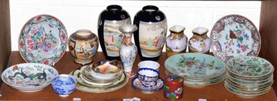 Lot 324 - A group of Oriental ceramics including Noritake wares, blue and white wares, Satsuma vases, Chinese