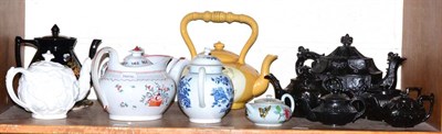 Lot 330 - A group of teapots including Worcester (a.f.), Newhall etc