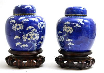 Lot 355 - Pair of Chinese ginger jars on stands