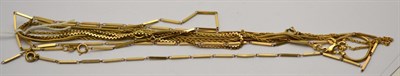 Lot 377 - Assorted 9ct gold (mainly a.f.) including three necklaces, two anklets, a bracelet and a pair...