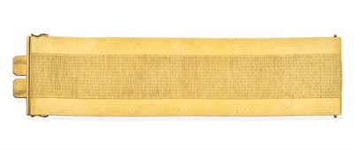 Lot 238 - A 14 Carat Gold Broad Bracelet, of textured and bright polished brick links, length 19.7cm,...