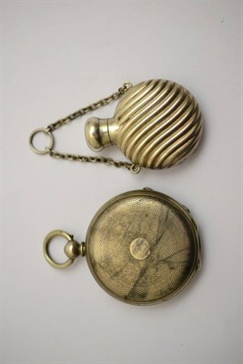 Lot 414 - A silver cased full hunter pocket watch and a silver scent bottle