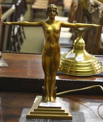 Lot 428 - A gilt metal Art Deco table lamp