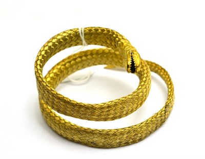 Lot 470 - A snake bracelet of plaited wire form