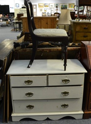 Lot 1012 - A painted pine three height chest of drawers and a mahogany balloon back chair