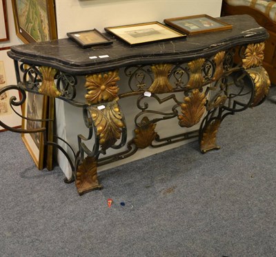 Lot 1019 - A French metal and marble topped console table