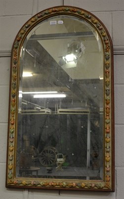 Lot 1033 - Arched mirror in a conforming painted frame