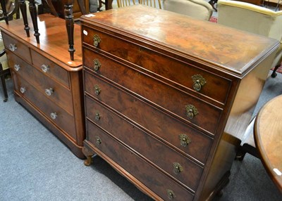 Lot 1036 - Victorian three height chest of drawers fitted with glass pulls, together with five height chest of