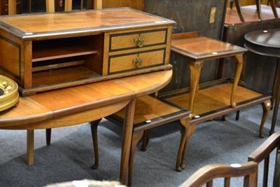 Lot 1039 - Three part ebonised occasional tables together with a matching low cabinet