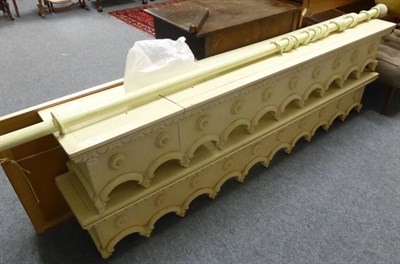 Lot 1044 - A pair of cream painted pelmets and a curtain pole