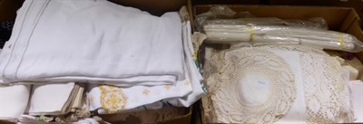 Lot 1068 - Two boxes of crocheted and embroidered linens