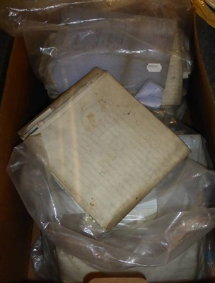 Lot 1074 - A box containing a quantity of 19th century wills and deeds