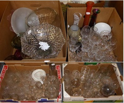 Lot 1076 - A large quantity of glass including centre bowls, tankards, wine glasses, tumblers, claret jugs etc