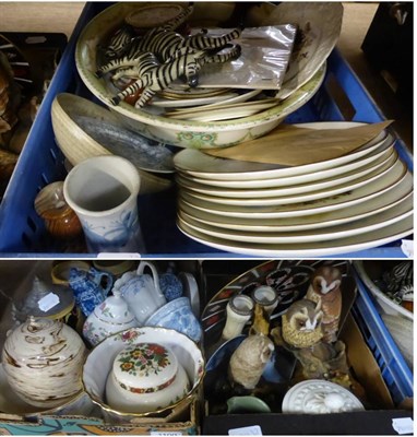 Lot 1100 - Three boxes of ceramics including Royal Crown Derby Imari plate, Royal Copenhagen, Wedgwood,...