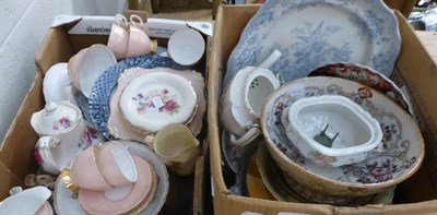 Lot 1113 - Two 19th century blue and white transfer printed cheese stands, meat plate, Royal Doulton...