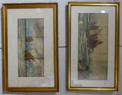 Lot 1142 - After T.B Hardy, Boats on choppy seas, bears signature, watercolour, together with a print...