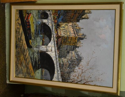 Lot 1156 - An oil on canvas scene of Paris, Houdin