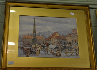 Lot 1158 - C Daubney ";Helmsley Market";, inscribed verso to artist's label, watercolour, 33cm by 45cm