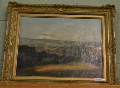 Lot 1161 - Attributed to Reginald Grange Brundrit RA, ROI (1883-1960) An extensive Wharfedale landscape, bears